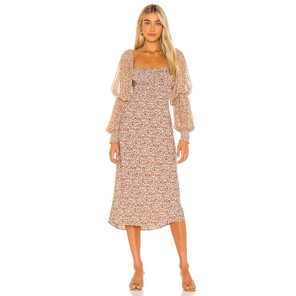 Free People / Aglow Midi Dress in Tea Combo
